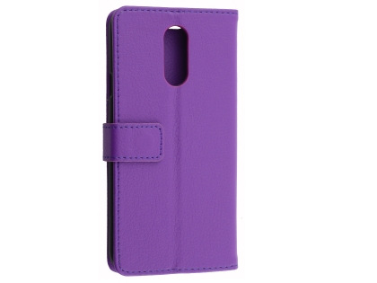 Synthetic Leather Wallet Case with Stand for LG Q7 - Purple Leather Wallet Case
