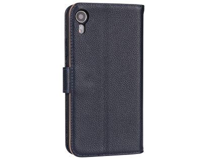 Premium Leather Wallet Case with Stand for Apple iPhone XR - Midnight Blue