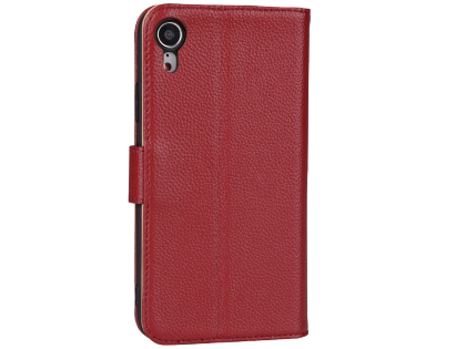 Premium Leather Wallet Case with Stand for Apple iPhone XR - Rosewood
