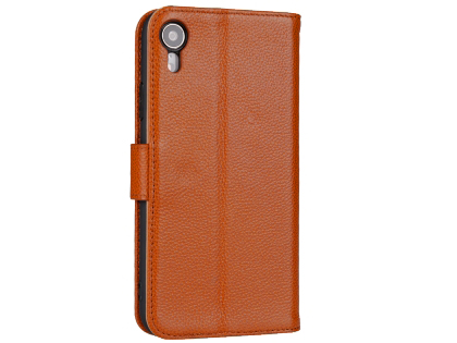 Premium Leather Wallet Case with Stand for Apple iPhone XR - Caramel