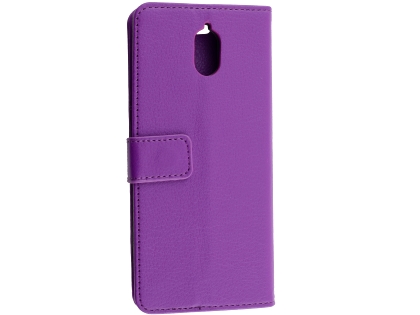Synthetic Leather Wallet Case with Stand for Nokia 3.1 - Purple Leather Wallet Case