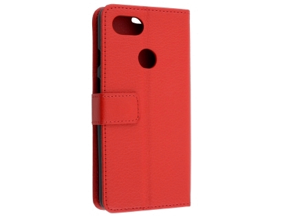 Synthetic Leather Wallet Case with Stand for Google Pixel 3XL - Red Leather Wallet Case