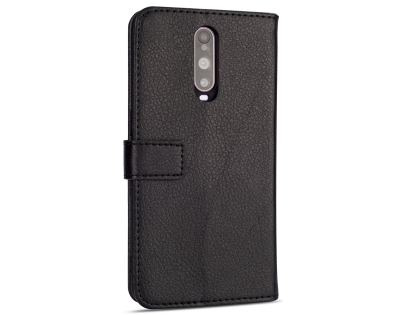 Synthetic Leather Wallet Case with Stand for OPPO R17 Pro - Black Leather Wallet Case