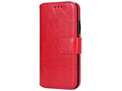 2-in-1 Synthetic Leather Wallet Case for iPhone Xs Max - Red