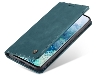 CaseMe Slim Synthetic Leather Wallet Case with Stand for Samsung Galaxy S20 FE 5G - Teal Leather Wallet Case