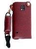 Ultra Slim Synthetic Leather Pouch with Strap for Samsung Galaxy S5 - Chestnut Leather Slide-in Case